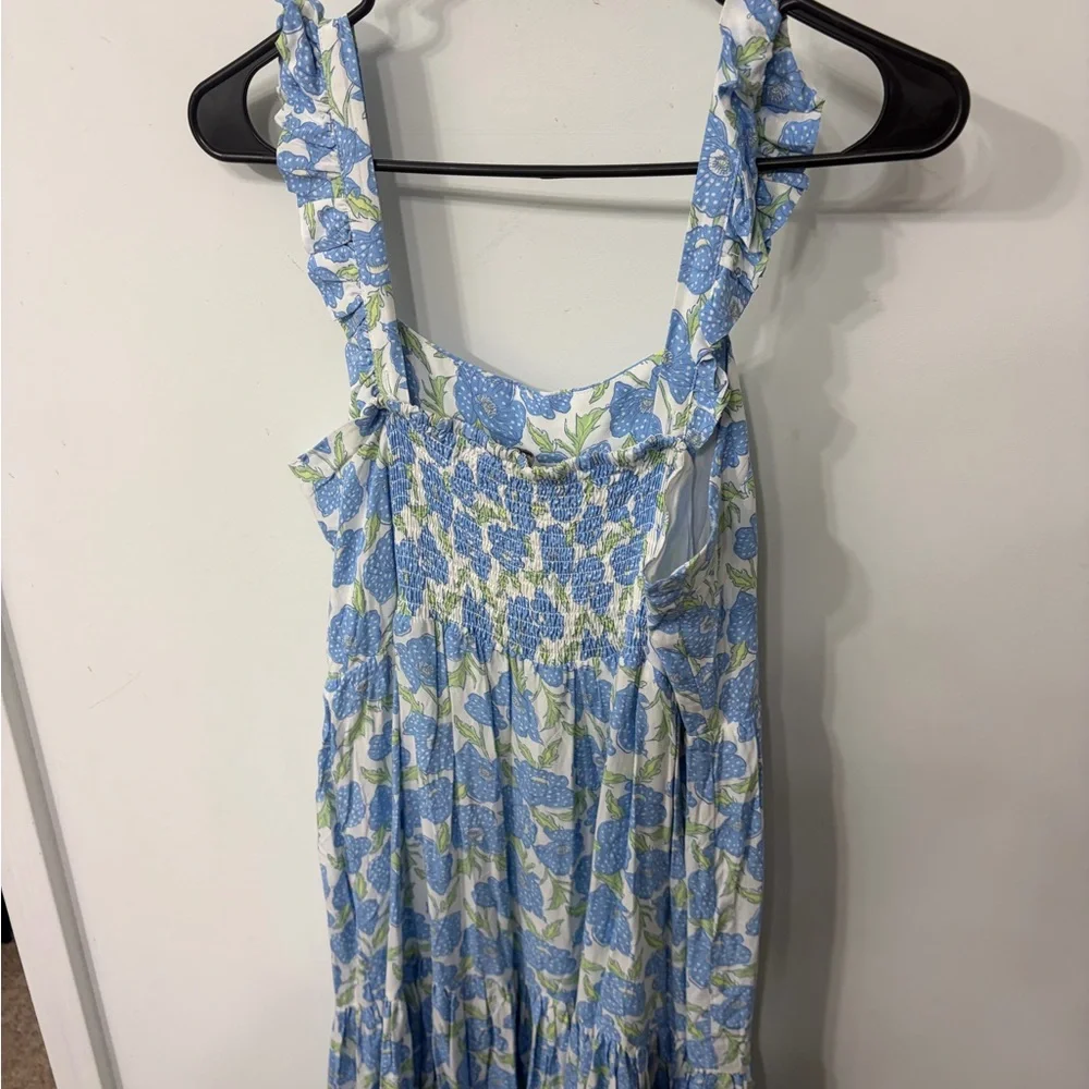 Haute Hippie Blue and White Floral Tiered Maxi Dress - Picture 3 of 4